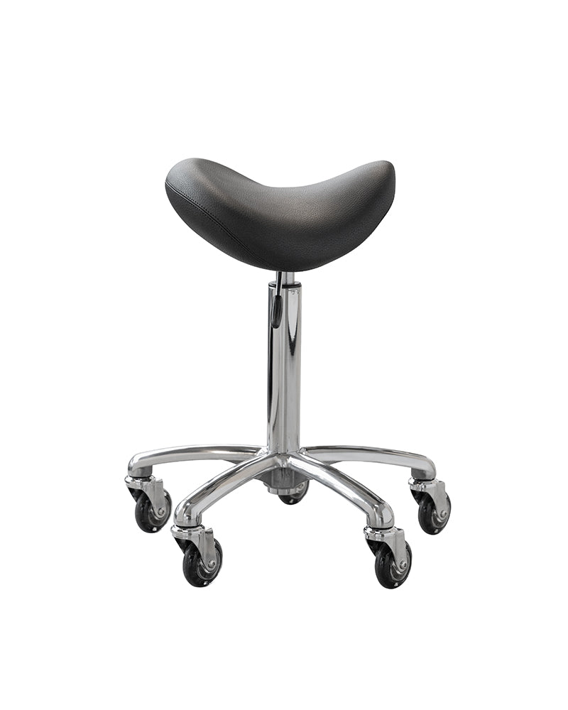 Stella saddle stool aluminium roller